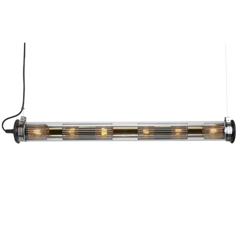 Tube Bulb Pendant, Linear Horizontal, 132 cm, Mesh, E27, IP64