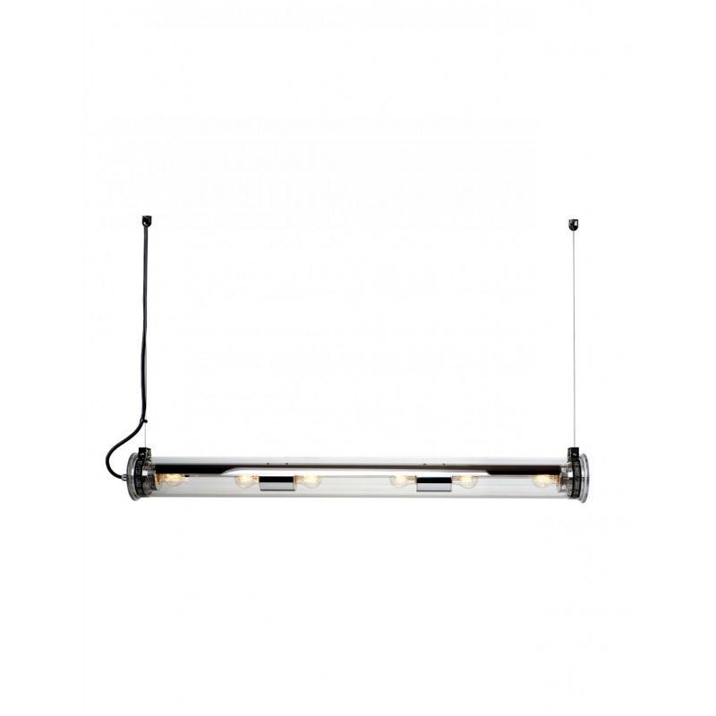 Tube Bulb Pendant, Linear Horizontal, 132 cm, Silver Reflector No Mesh, E27, IP20