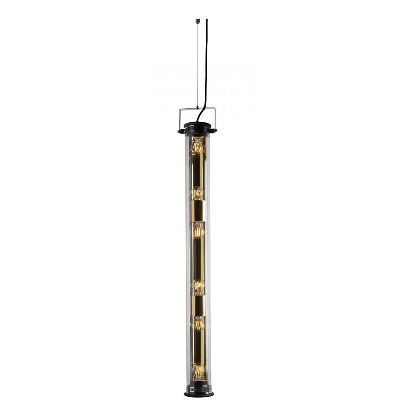 Tube Bulb Pendant, Linear Vertical, 132 cm, Gold Reflector No Mesh, E27, IP20