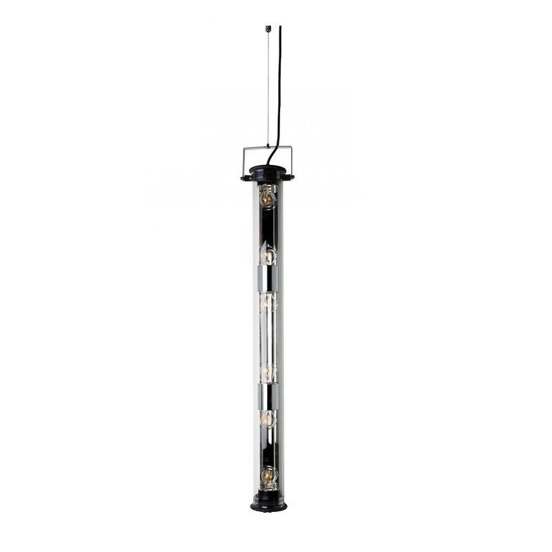 Tube Bulb Pendant, Linear Vertical, 132 cm, Silver Reflector No Mesh, E27, IP20