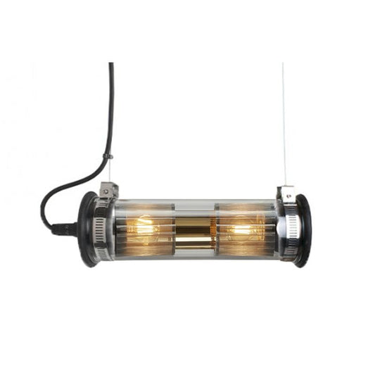 Tube Bulb Pendant, Linear Horizontal, 37 cm, Mesh, E14, IP64