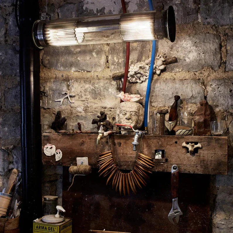 Tube Bulb Pendant, Linear Horizontal, 72 cm, Mesh, E27, IP20