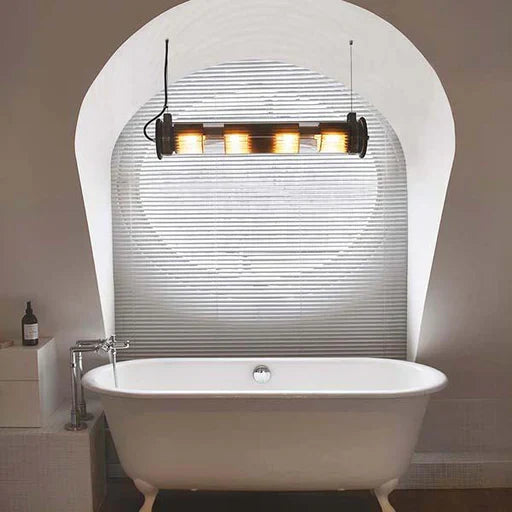 Tube Bulb Pendant, Linear Horizontal, 37 cm, Gold Reflector No Mesh, E14, IP64