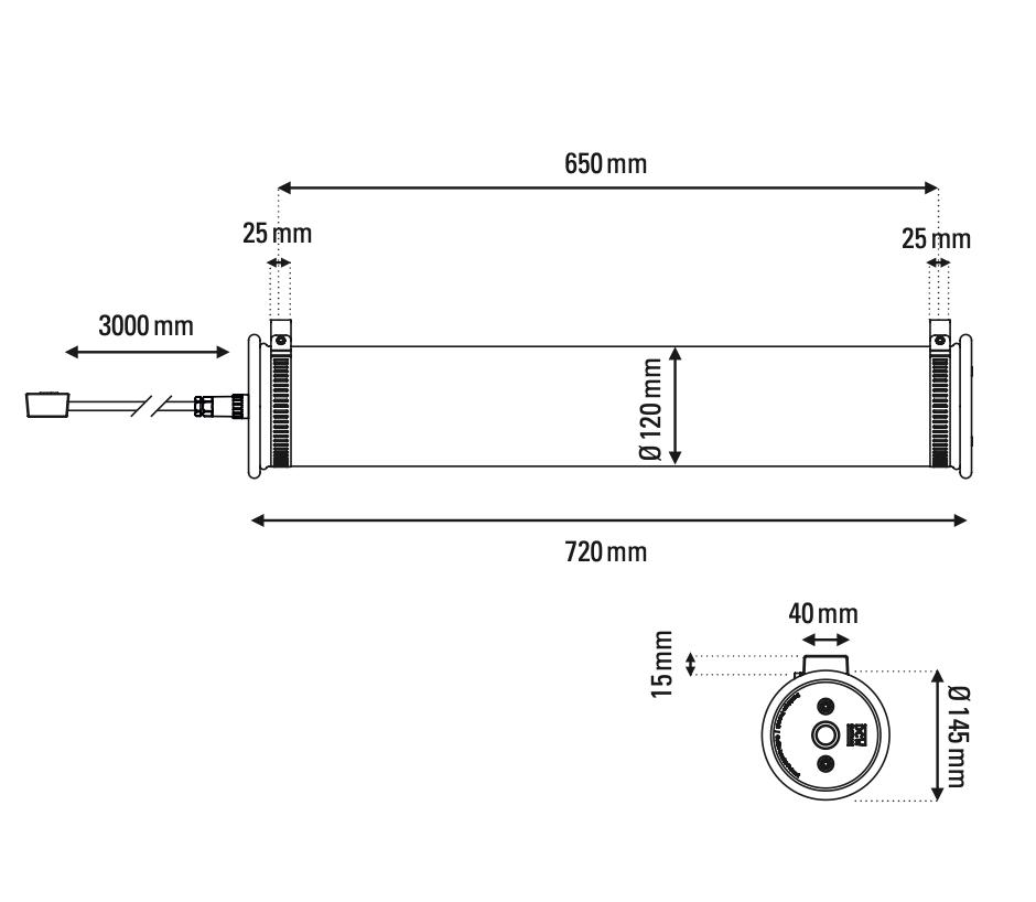 Tube Bulb Pendant, Linear Vertical, 52 cm, Silver Reflector No Mesh, E14, IP64