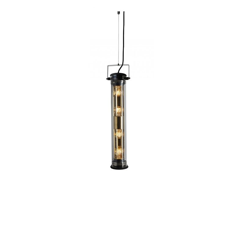 Tube Bulb Pendant, Linear Vertical, 72 cm, Gold Reflector No Mesh, E27, IP20