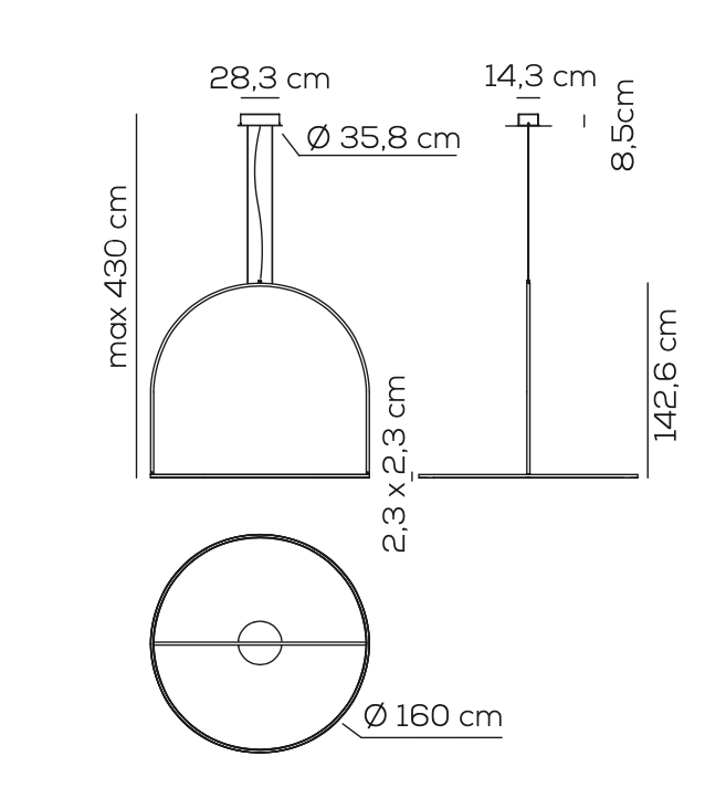 U-Light Pendant Rust, LED, 1-10v or Casambi Dim, IP20