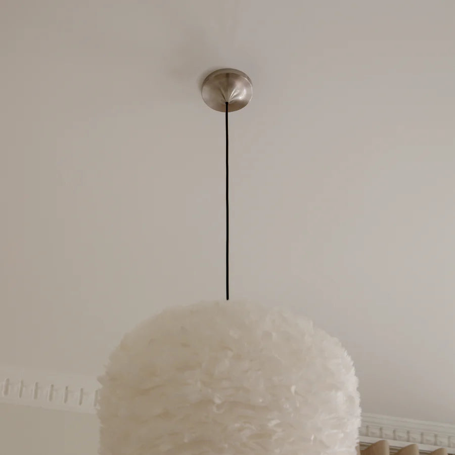 Z: Umage Cord Set, Single, Brushed Steel Metal Cone Canopy, Black Textile Cable, E27, [4180]