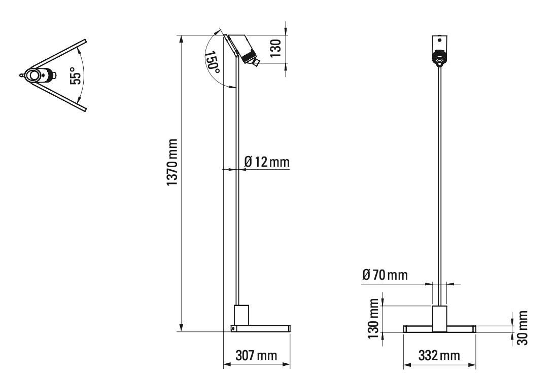 Vision Adjustable Reading Floor Lamp, Black, LED, Thumbswitch Dim x2, IP20