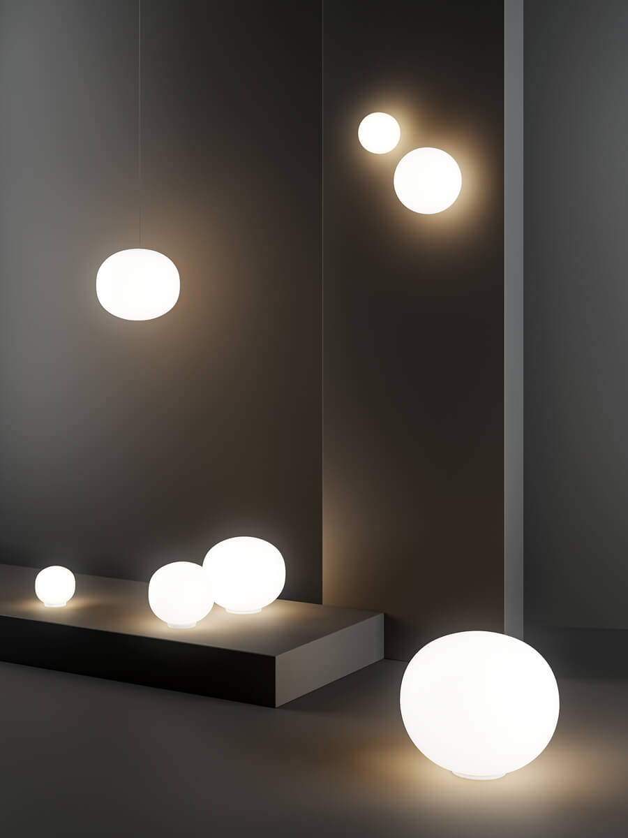 Volum Table or Floor Lamp, White Glass, IP20