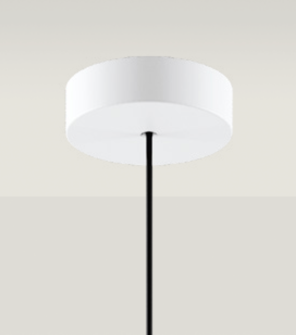 Lodes mini surface pendant canopy in white with black cable
