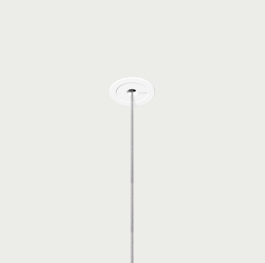 Lodes recessed micro pendant canopy in white with clear cable