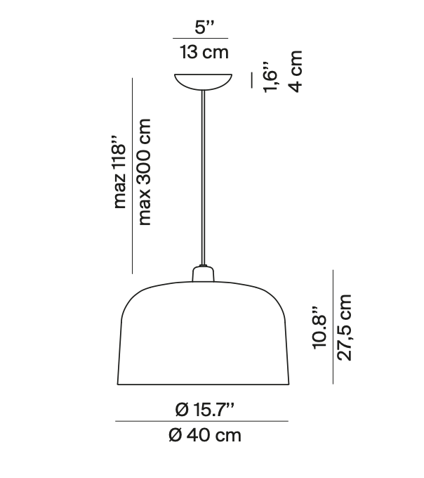 Zile Pendant, Large, White, E27, IP20