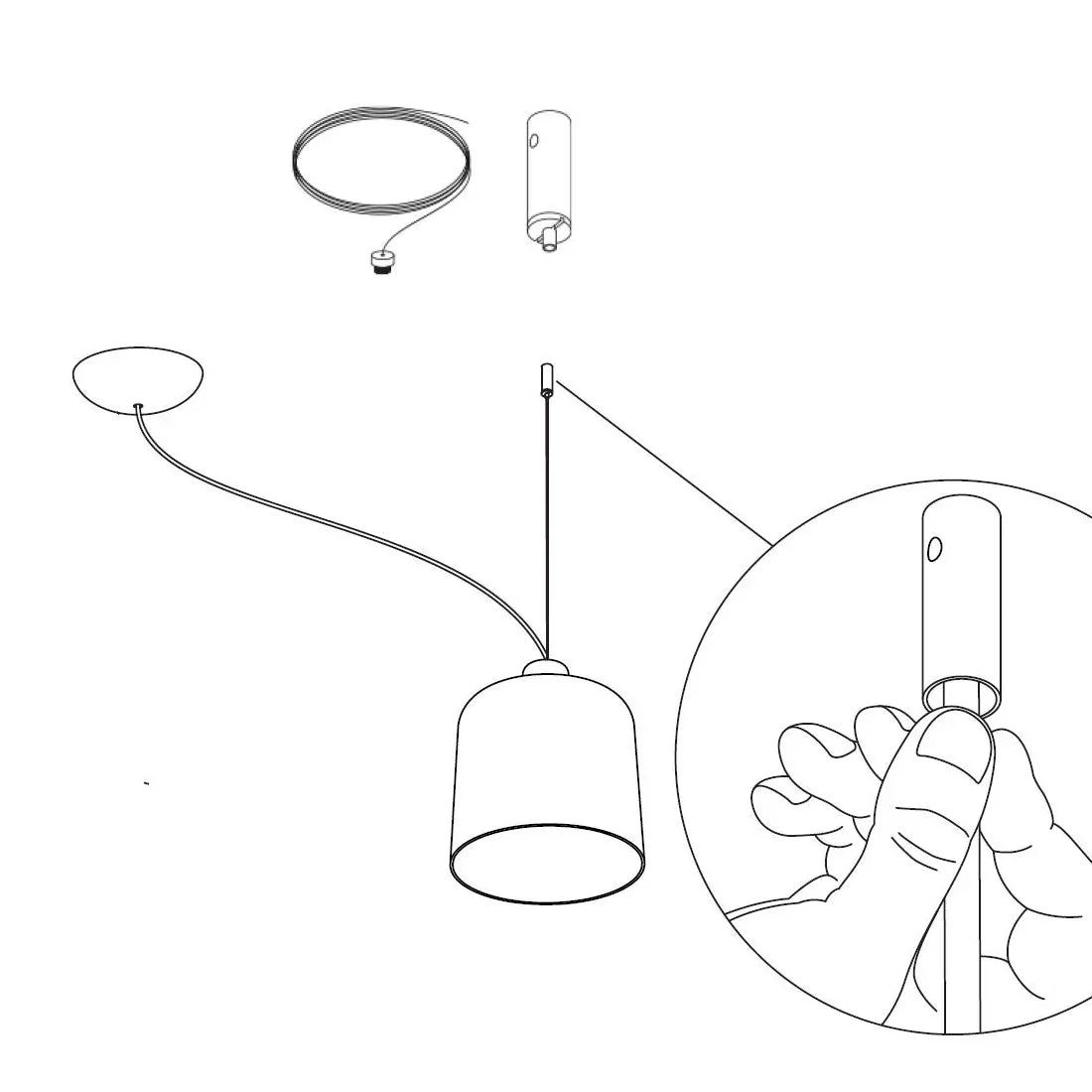 Zile Pendant, Small, Black, E27, IP20