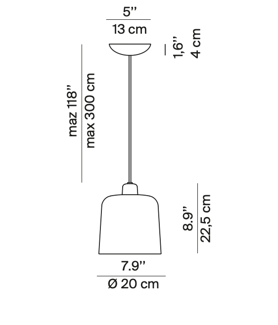 Zile Pendant, Small, Red, E27, IP20