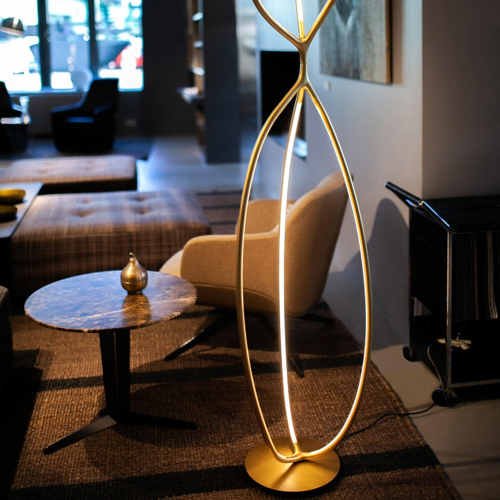 Arrival Floor Lamp, Brass, LED, Floor Switch Dim or App, IP20