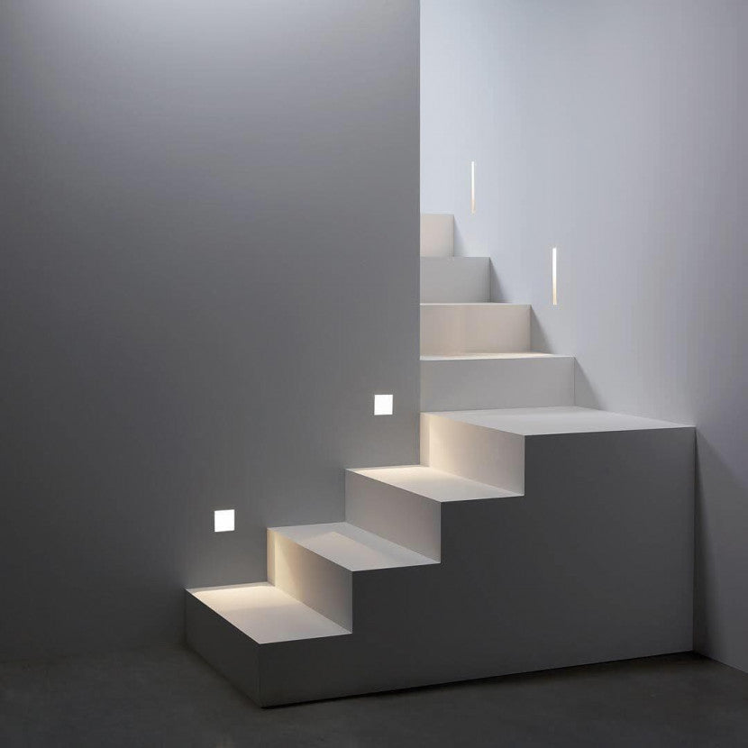 Astro Borgo step light trimless square and vertical going up modern staircase with return