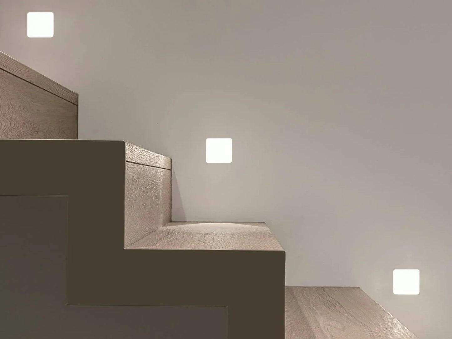 Astro Borgo step light trimless 65 going up modern, wooden stairs