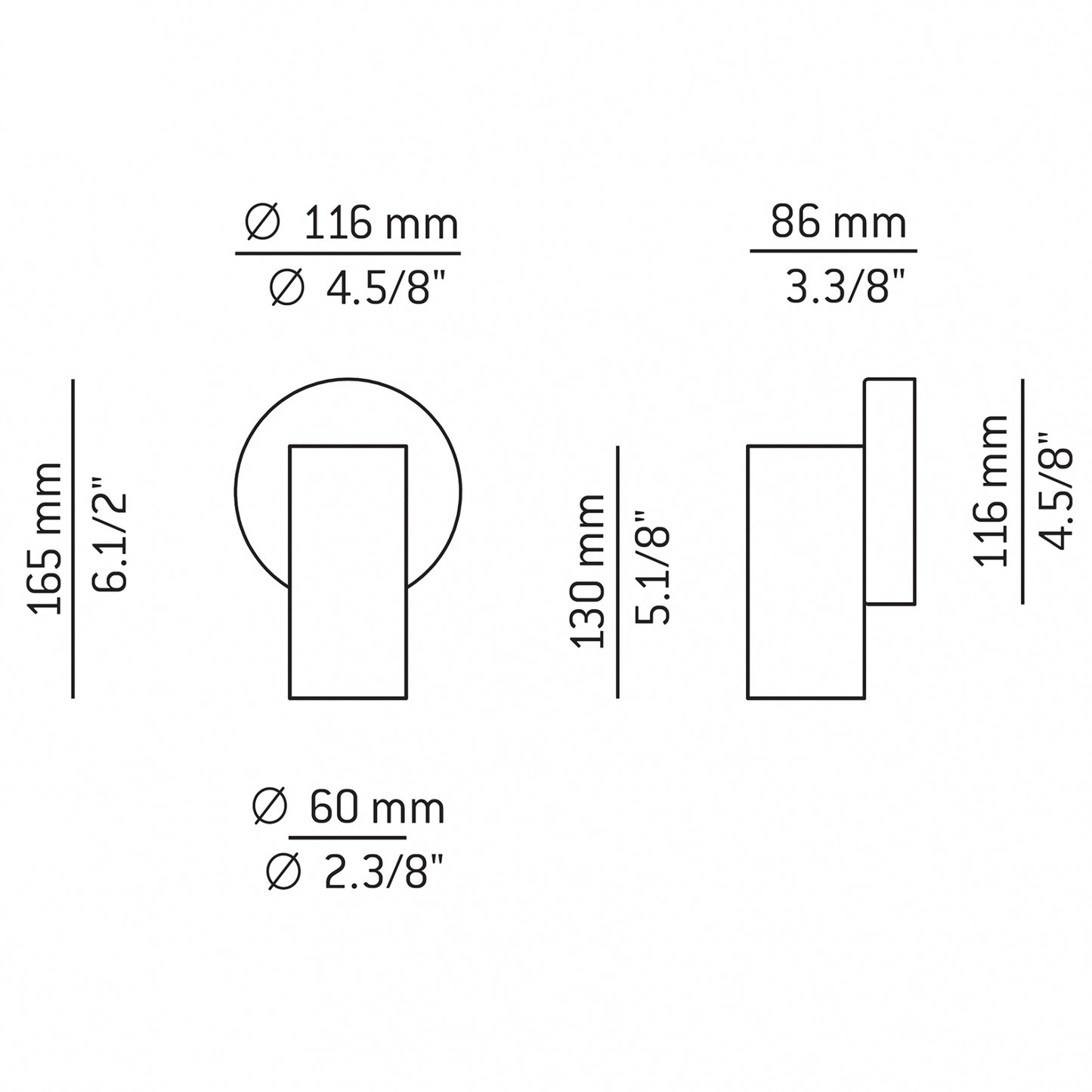 Cyls Wall Light, E14, IP20