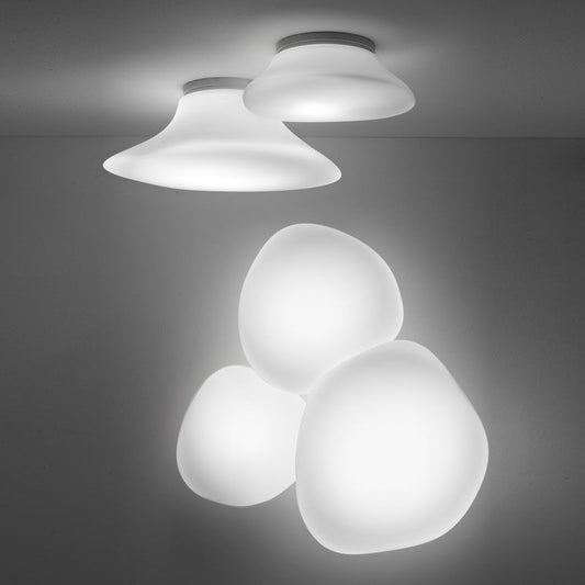 Lumi Mycena, Small Wall or Ceiling, White Glass, E27, IP40