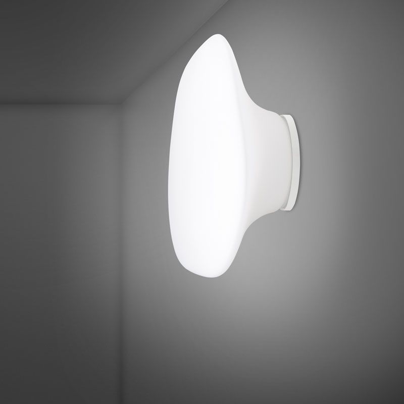 Lumi Mycena, Small Wall or Ceiling, White Glass, E27, IP40