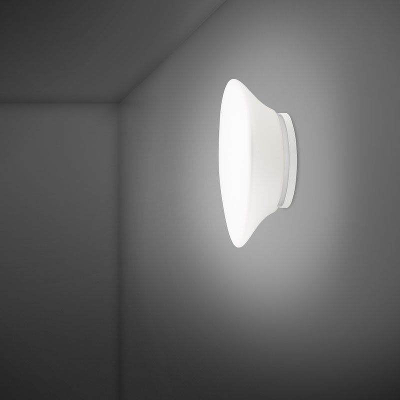 Lumi Mycena, Small Wall or Ceiling, White Glass, E27, IP40