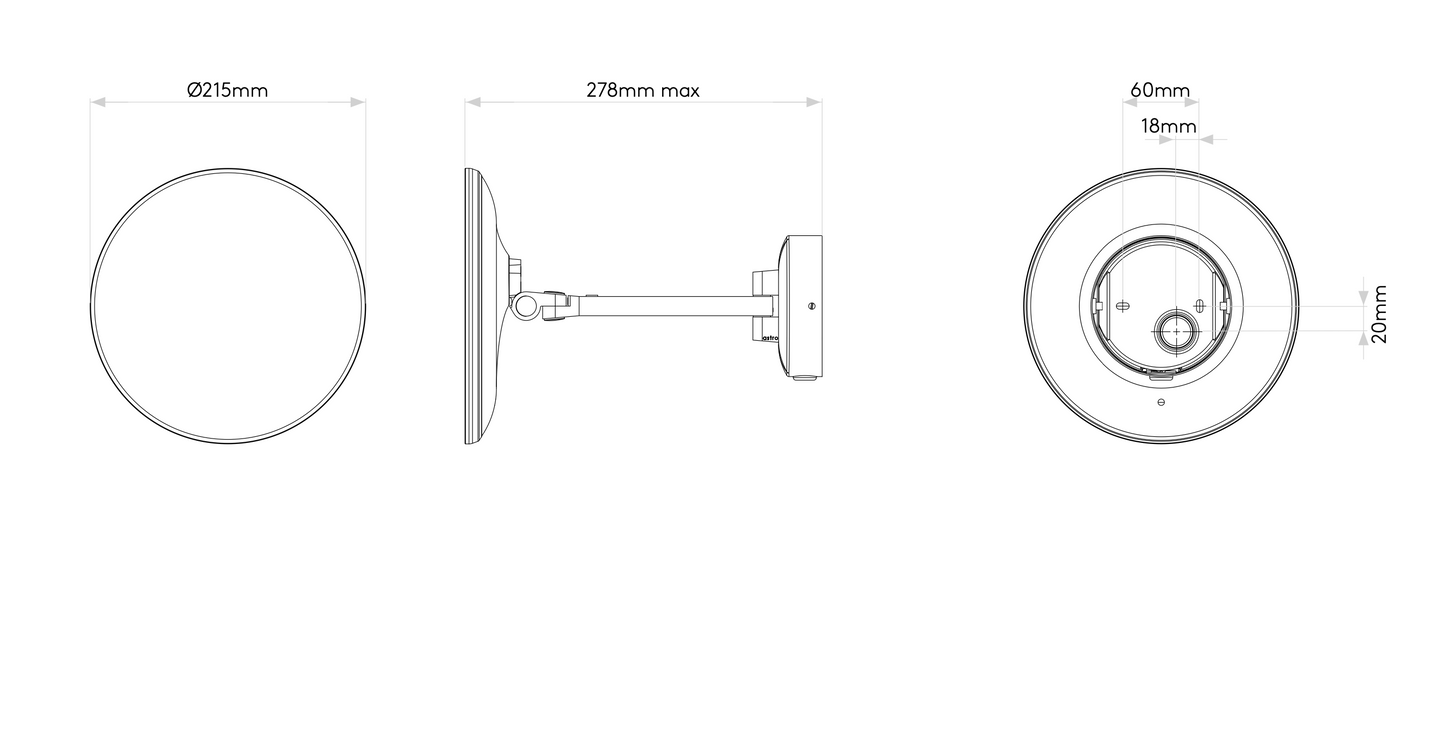 Mascali Wall Light with Mirror, Chrome, LED, On/Off Thumbswitch, IP44