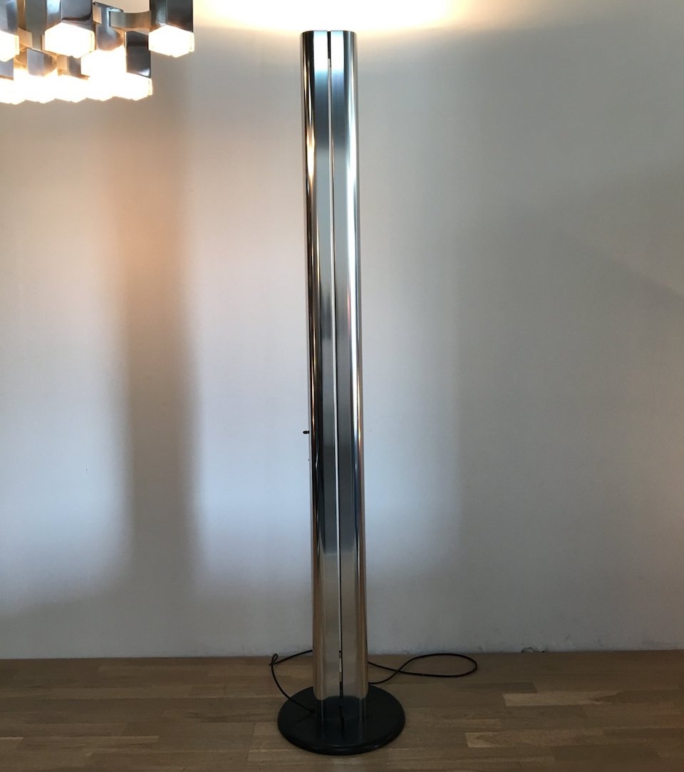 Megaron Floor Lamp, Polished Anodised Aluminium, LED, Touch Dim, IP20