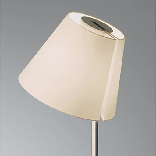 Melampo Reading Floor Lamp, Aluminium with Grey Silk Shade, E27, IP20