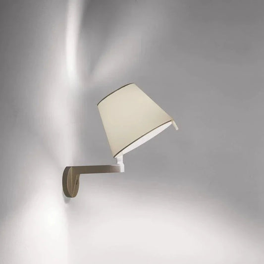 Melampo Reading Wall Light, Bronze with Ecru Silk Shade, E14 IP20