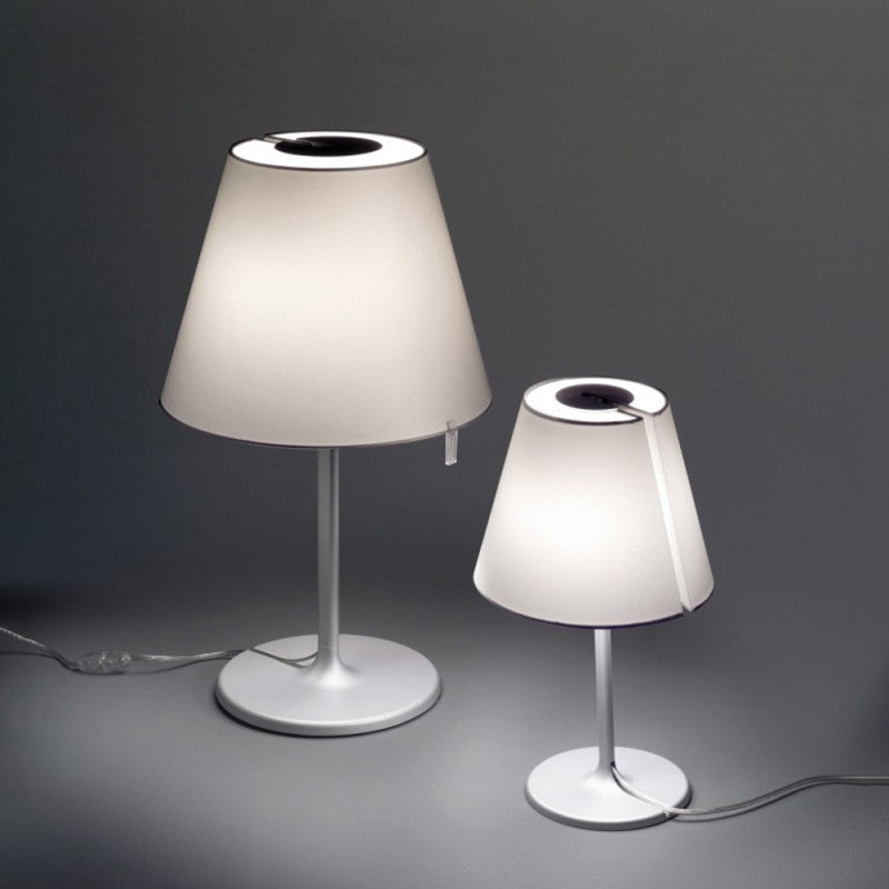 Melampo Reading Table Lamp, Aluminium with Grey Silk Shade, IP20