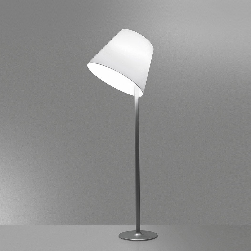 Melampo Reading Floor Lamp, Aluminium with Grey Silk Shade, E27, IP20