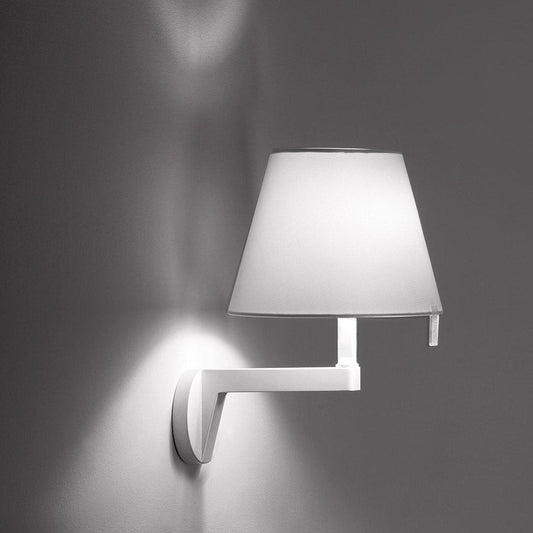 Melampo Reading Wall Light, Aluminium with Grey Silk Shade, E14 IP20