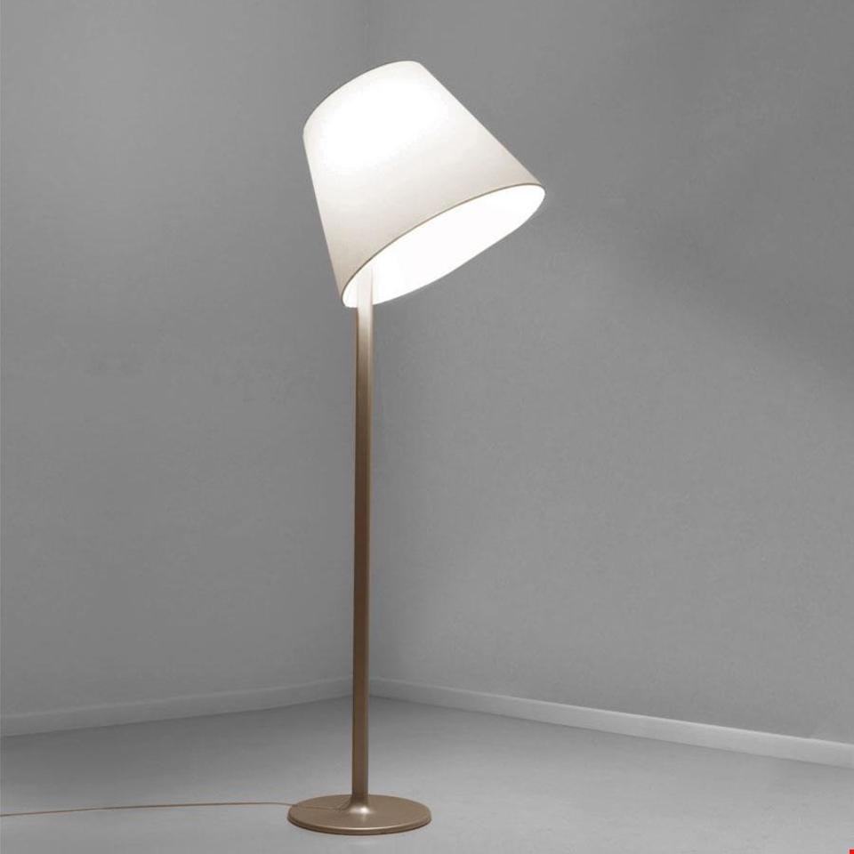 Melampo Reading Floor Lamp, Bronze with Ecru Silk Shade, E27, IP20