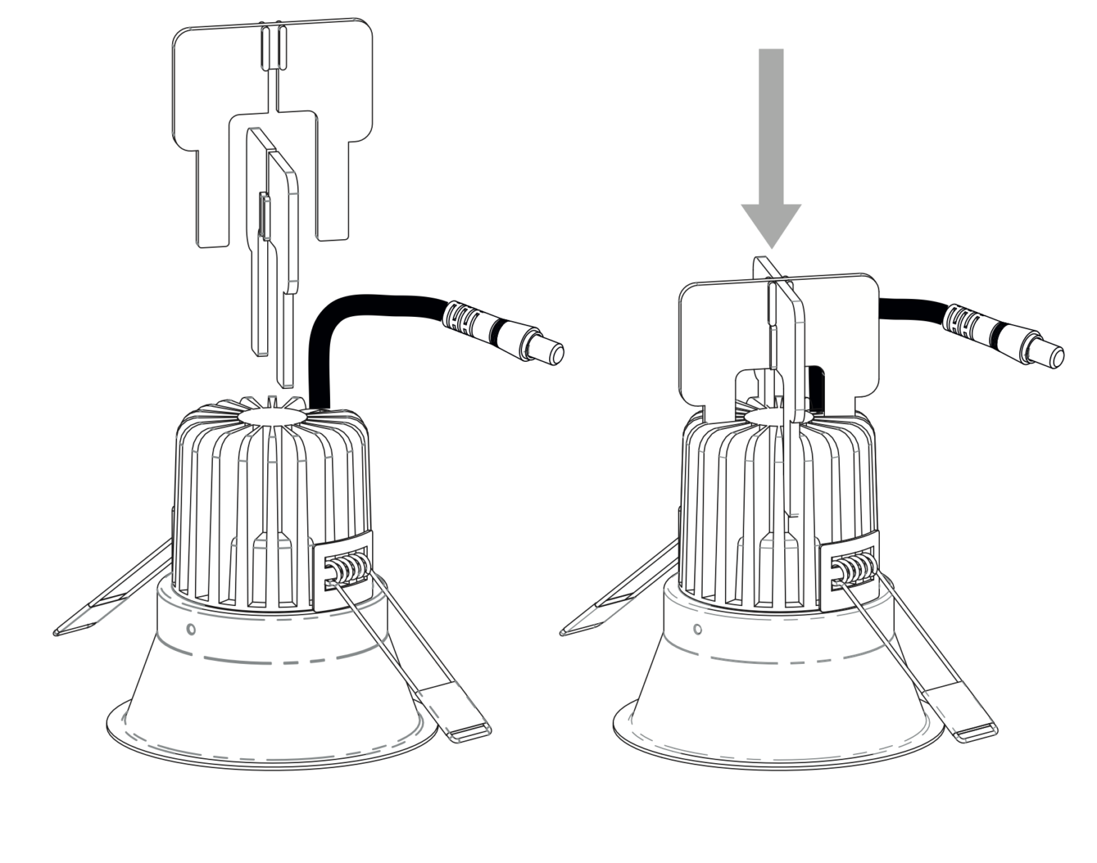 Line drawing of two devices with hoses and connectors on a white background