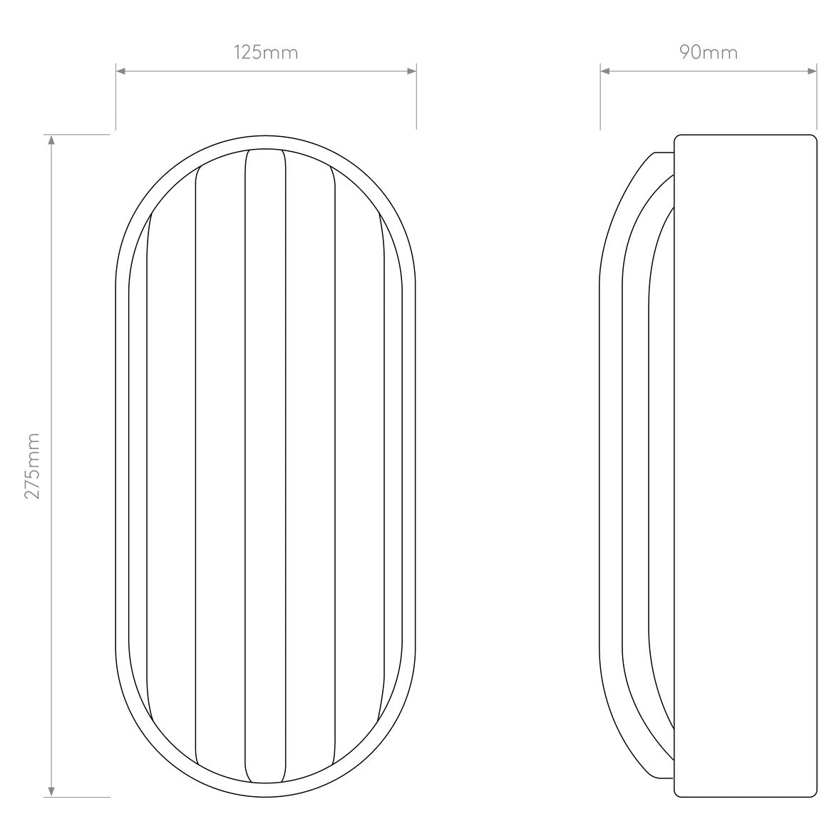 Montreal Oval Wall Light, Steel, E27, IP44