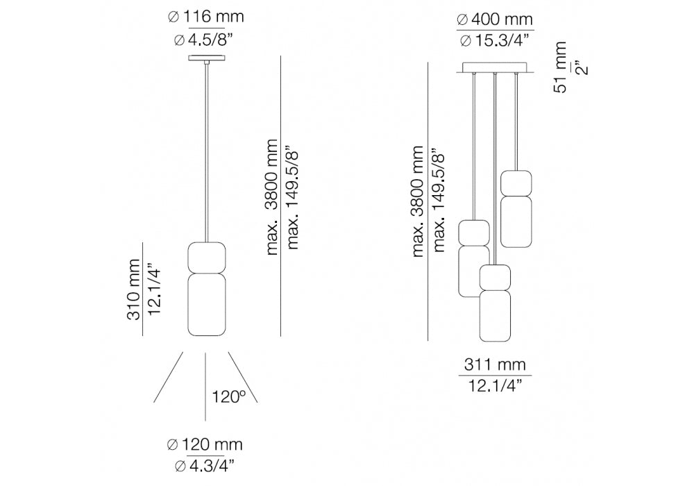 Pila Pendant, LED, Triac Dim, IP20