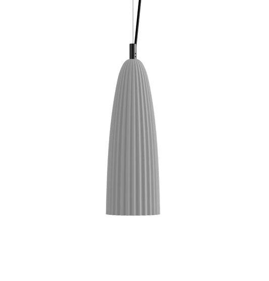 Karman Italia Sahara pendant with cone shape in matt grey ribbed ceramic.
