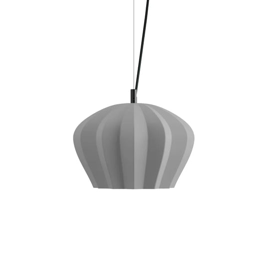 Karman Italia Sahara pendant with wide shape in matt grey ribbed ceramic.