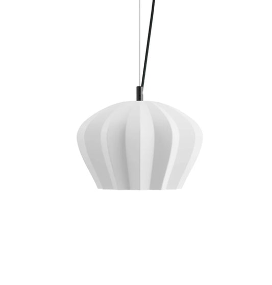 Karman Italia Sahara pendant with wide shape in white ribbed ceramic.