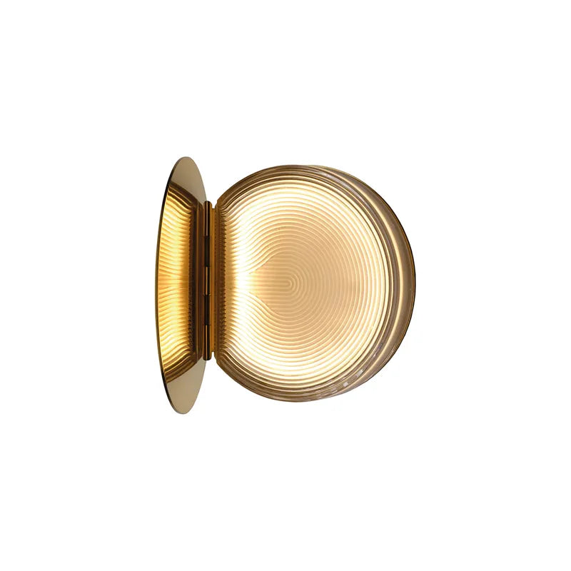 Poudrier Wall, Gold and Ripple Glass, LED, On/Off, IP44